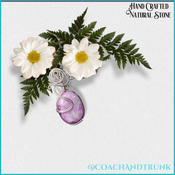 NATURAL RHODOCHROSITE Handcrafted Detailed Silver Metal Work & Sterling Chain - Picture 6 of 8